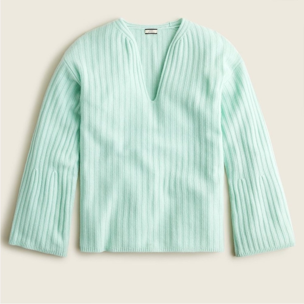 J. Crew Light Green V-Neck Sweater